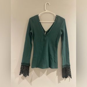 Free People Longsleeve Thermal Top with Lace Cuff Detailing 🌱